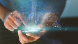 graphic depicting communication and connecting with people digitally